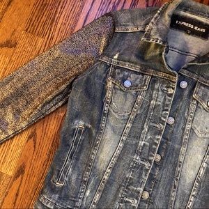 Express Denim Jacket/Metallic Sleeves Sz: S